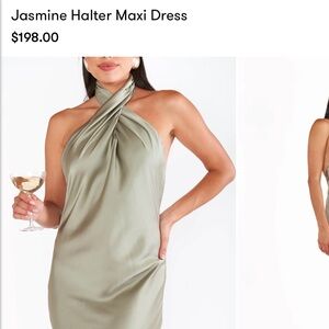 Show Me Your MuMu Jasmine Halter Maxi Dress in Olive Bridesmaid Dress